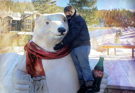 Max Mugging with the Winter Park Coke Bear